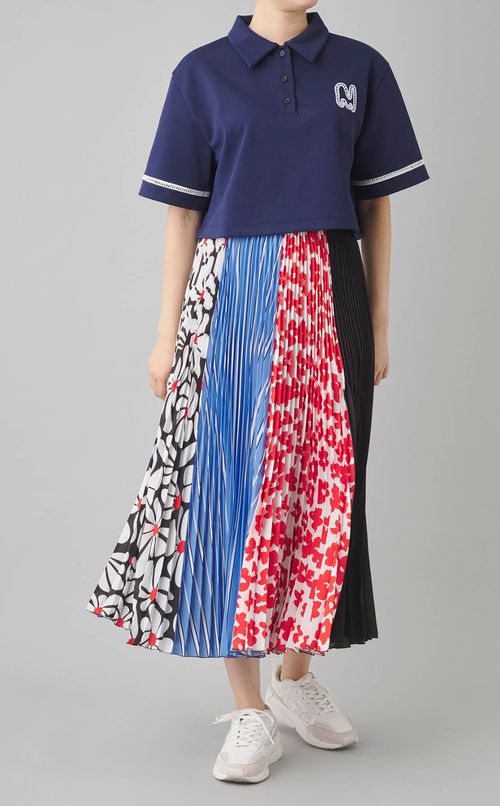 ロゴ刺繍クロップドポロ