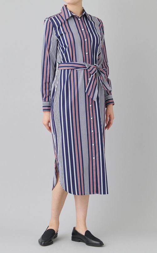マルチストライプシャツワンピース