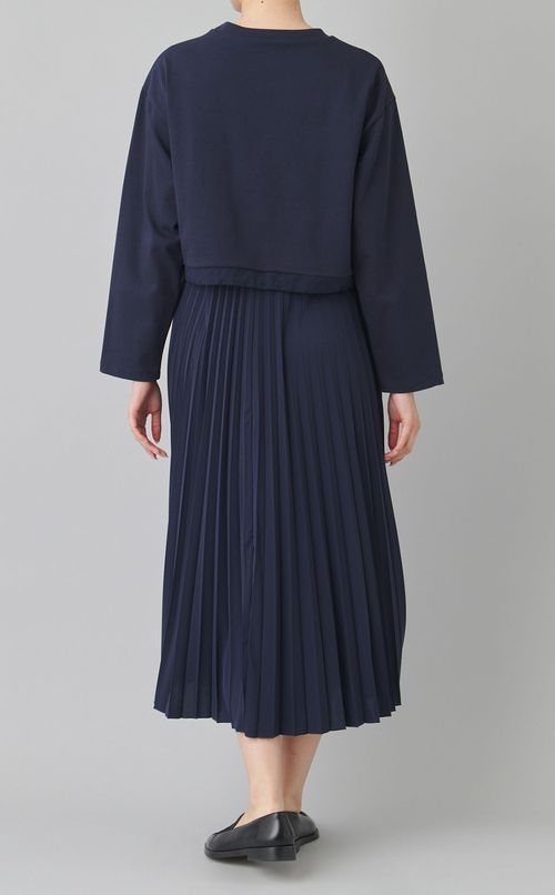 プリーツ切替ジャージワンピース