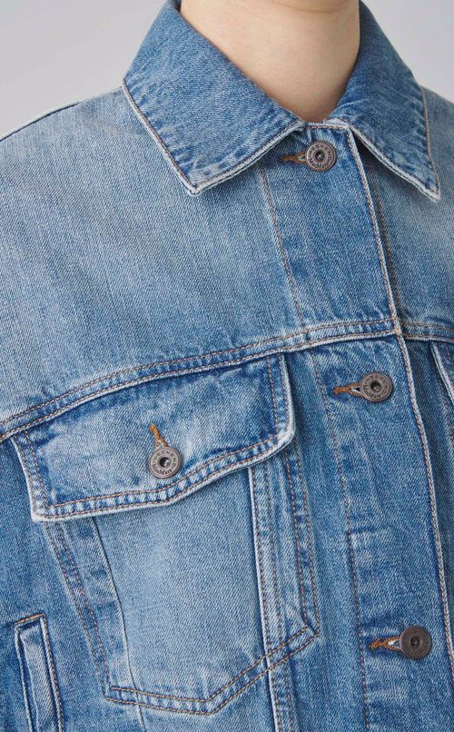 ウォッシュドデニムワイドブルゾン