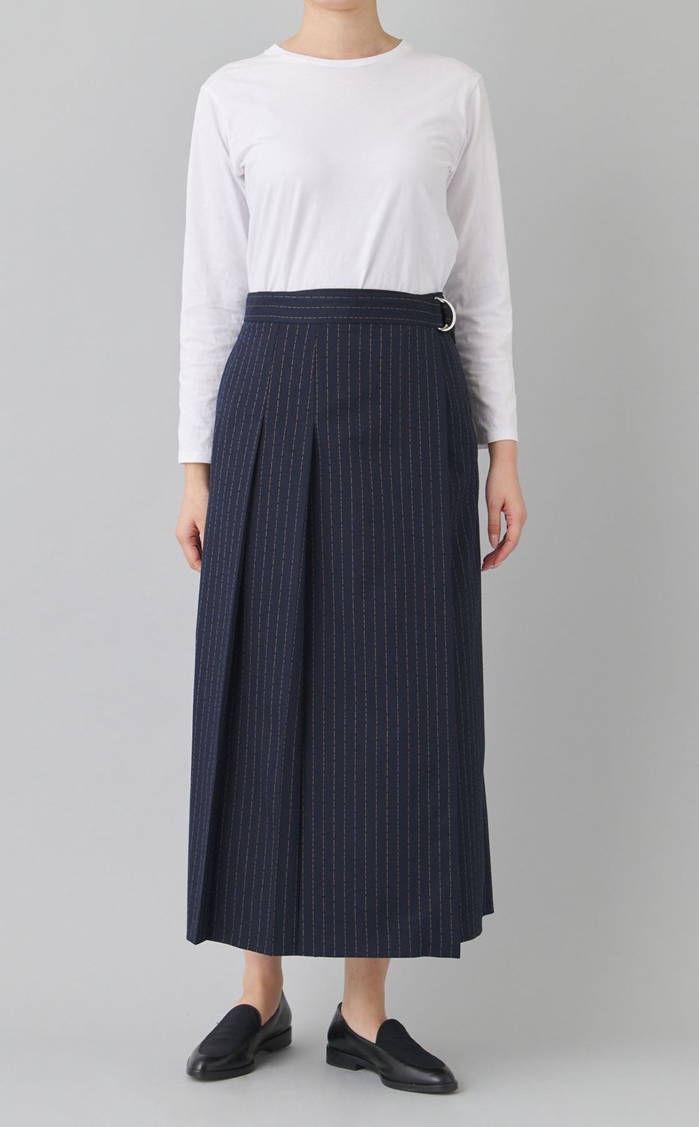 ピンストライプランダムプリーツスカー卜