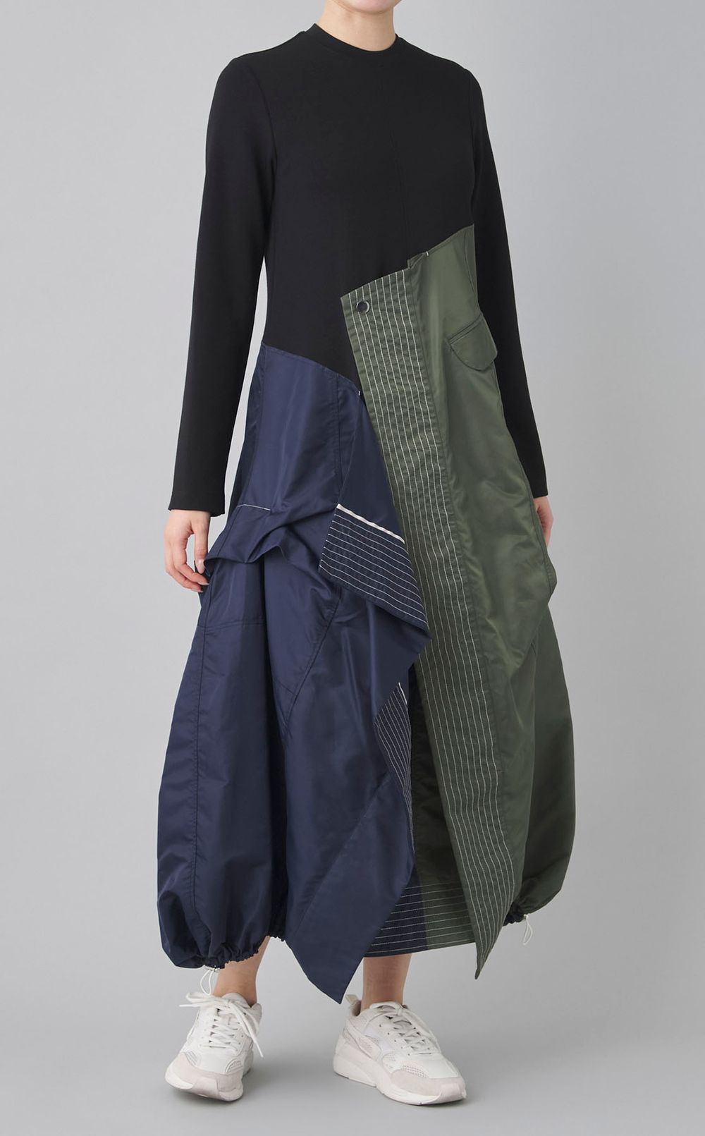 異素材ドッキングラップワンピース