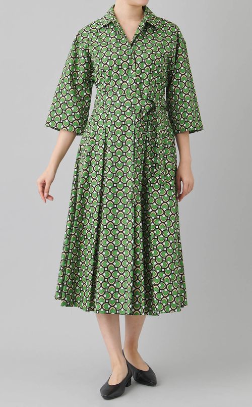 ジオメトリックプリントコットンワンピース