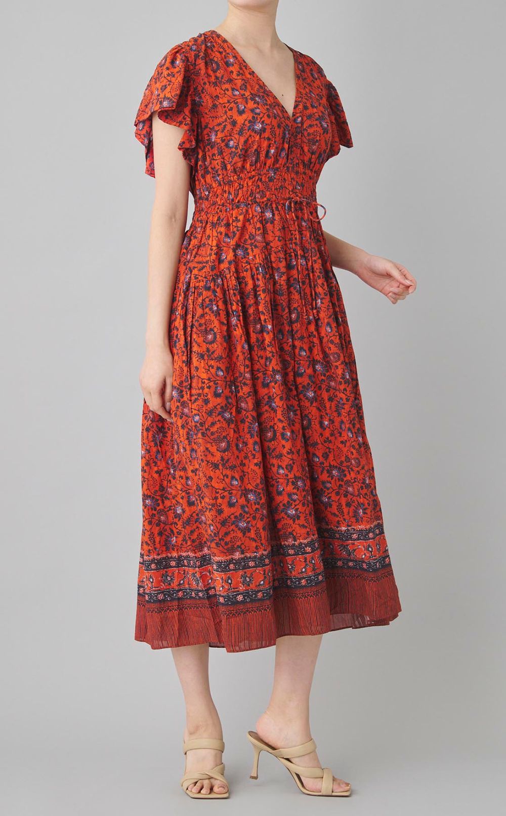 ミニフラワープリントVネックワンピース