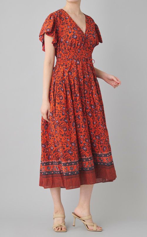 ミニフラワープリントVネックワンピース