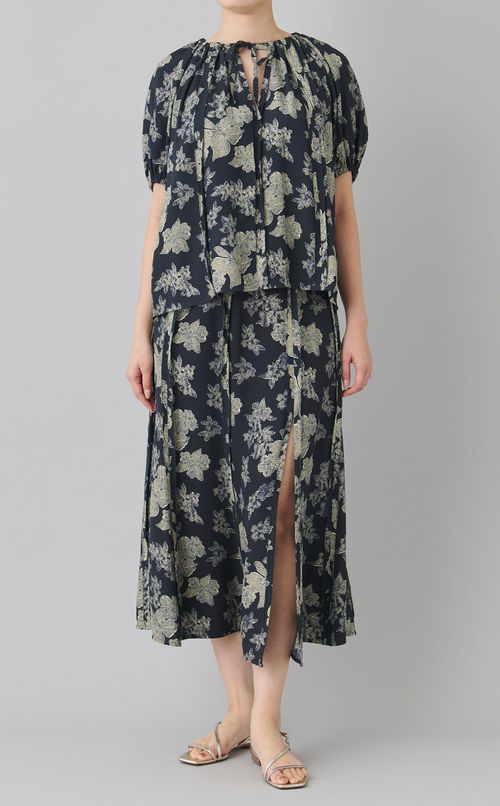 フラワープリントセミフレアロングスカート