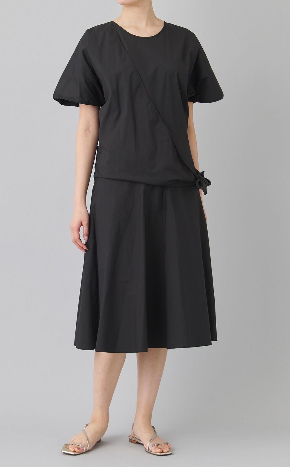 コットンナイロンギャザーワンピース