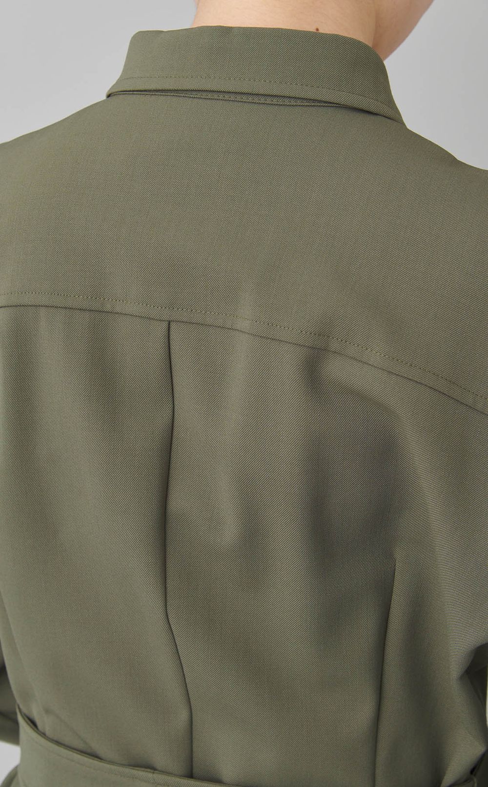 ギャバジンベルテッドシャツワンピース