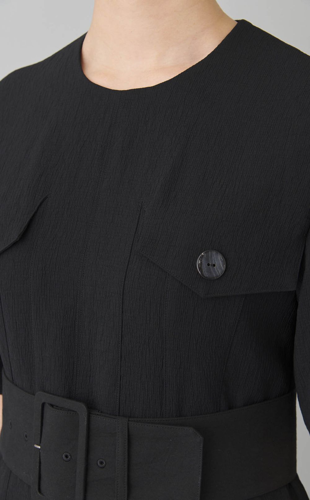 フロントポケットベルテッドワンピース