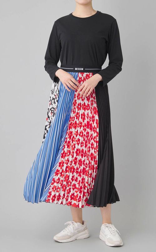 フラワーストライププリーツスカート