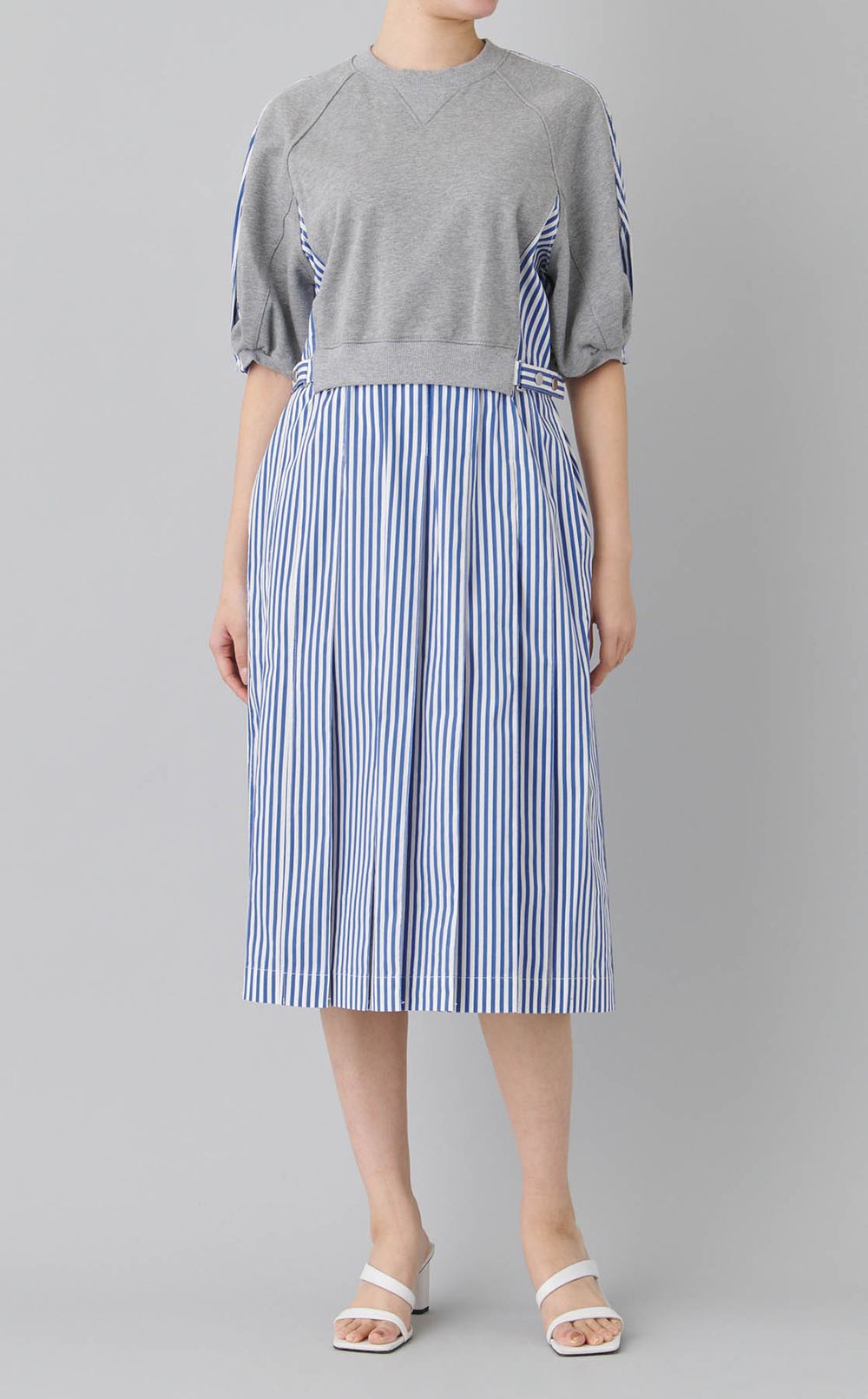 ランタンスリーブコンビワンピース