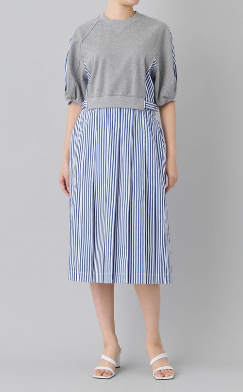 ランタンスリーブコンビワンピース