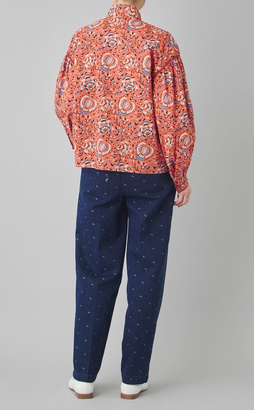 プリントボウタイブラウス