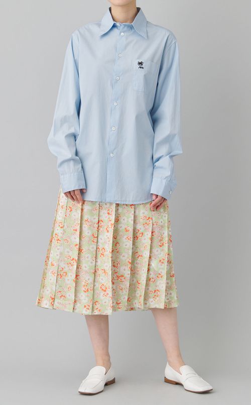 フラワープリン卜プリーツミディスカート