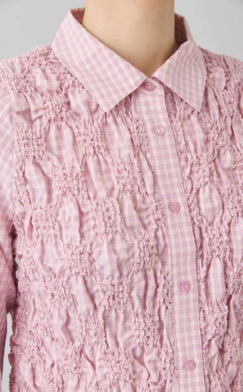 シャーリングクロップドシャツ