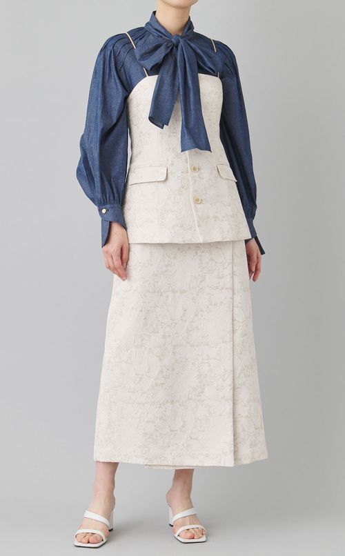 ボウタイタックショルダーブラウス