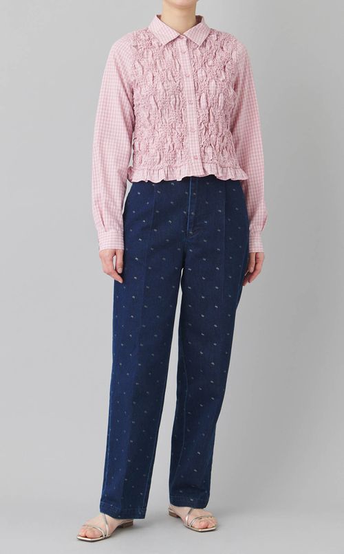 シャーリングクロップドシャツ