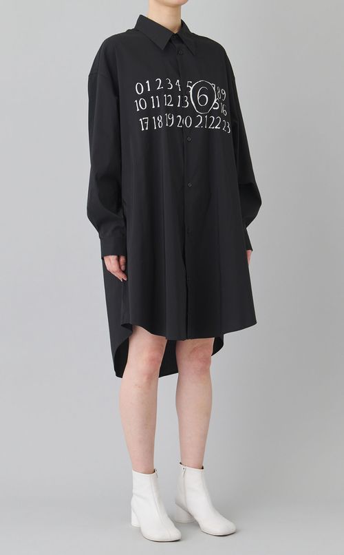ロゴプリントオーバーシャツワンピース