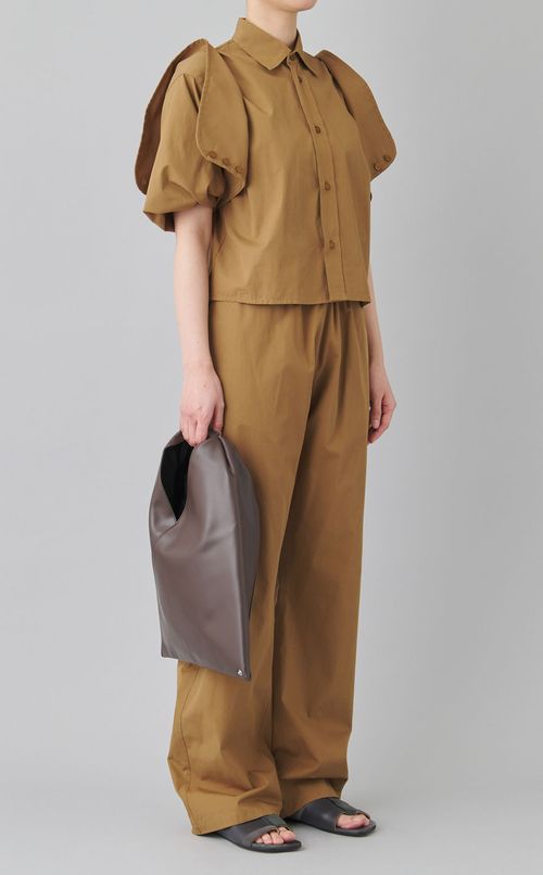 コットンワイドスリーブクロップドシャツ