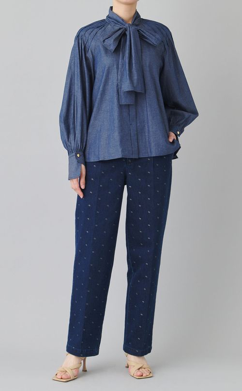 ボウタイタックショルダーブラウス