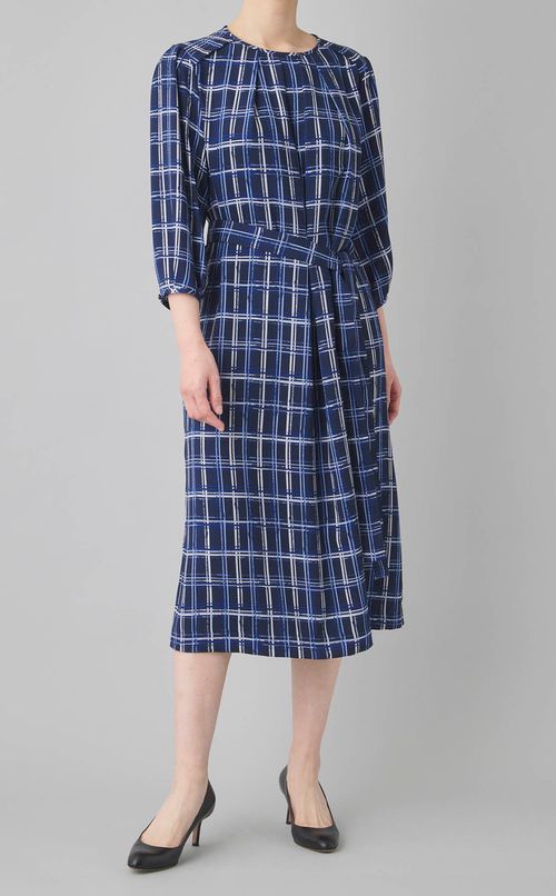 チェックフロントタックワンピース