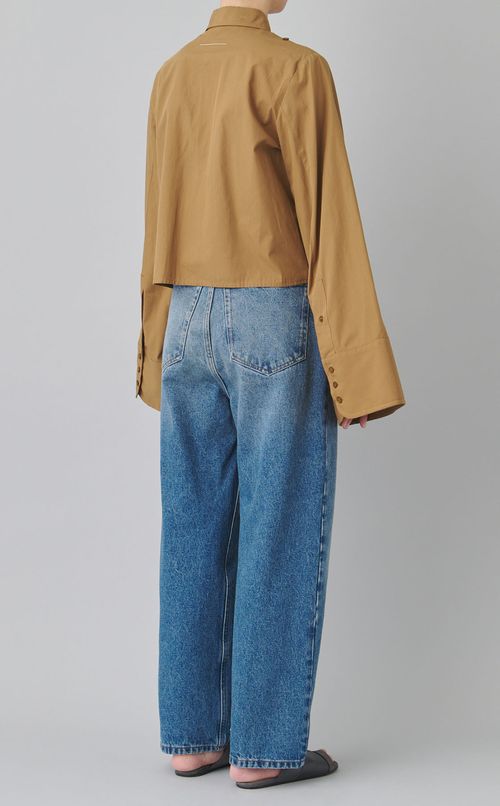 コットンワイドスリーブクロップドシャツ