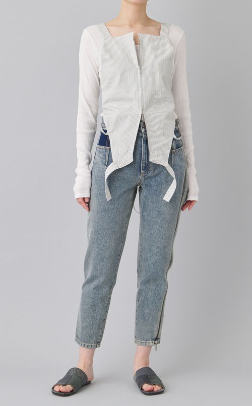 サイドジップデニムパンツ