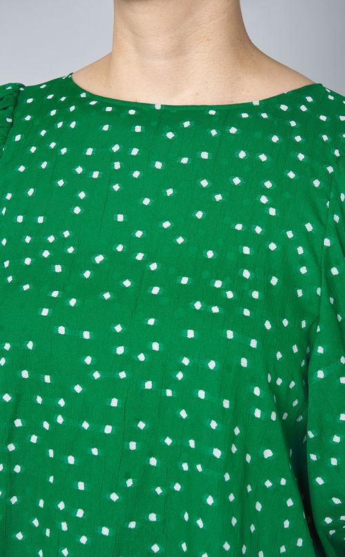 ドットジャガードギャザーブラウス