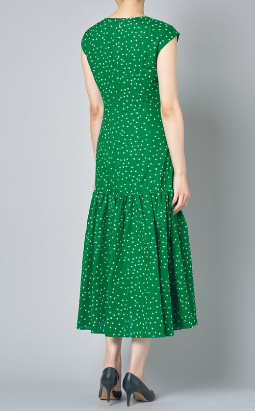 ドットジャガードVネックワンピース