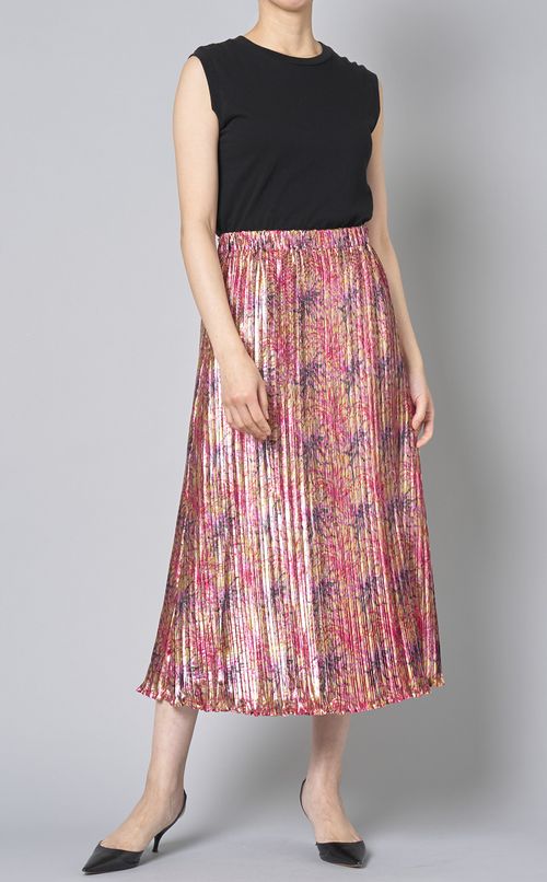 フラワープリントプリ一ツフレアスカート