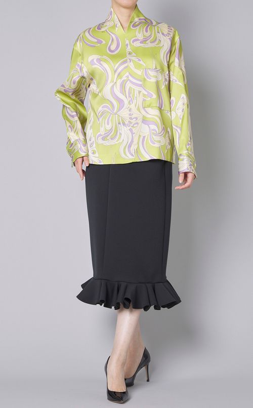 ジャージー裾フレアスカート