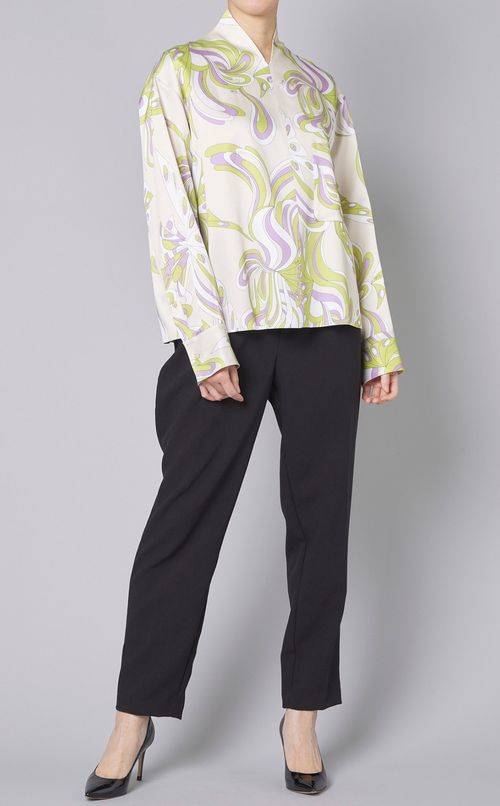 プリントフロントポケットブラウス