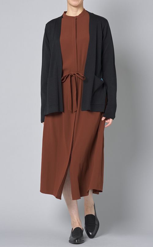 ウールシルクノーカラーカーディガン