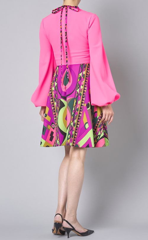 プリント切替ミニワンピース