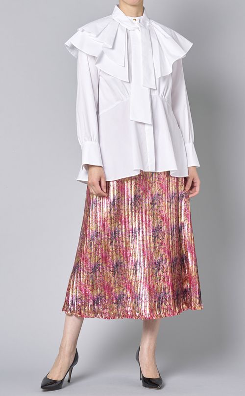 フラワープリントプリ一ツフレアスカート