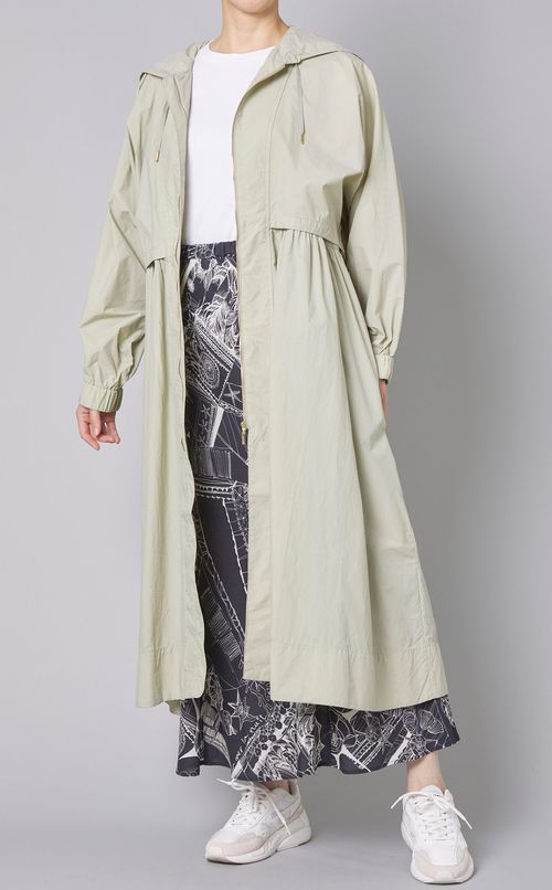 ウエストギャザーフーデッドコート