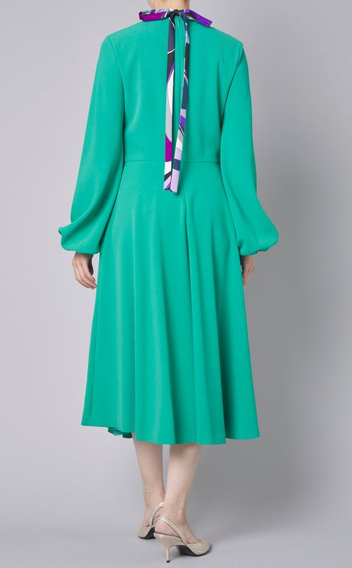 プリントトリムフレアワンピース