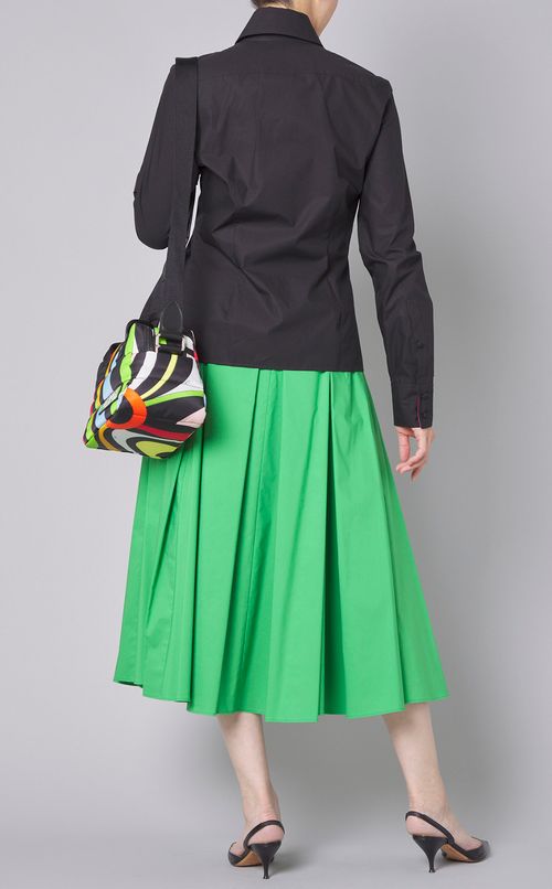 コットンポプリンプリント切替シャツ