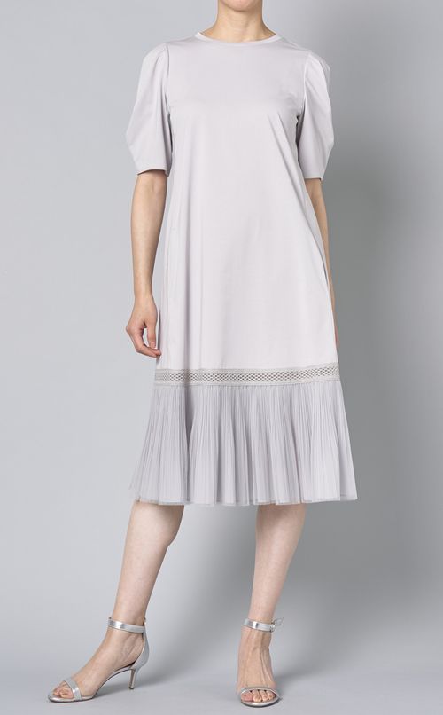 チュールプリーツジャージワンピース