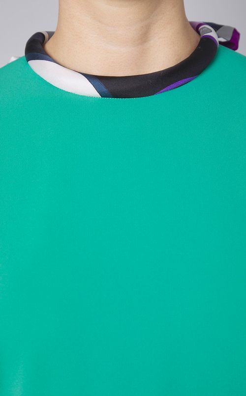 プリントトリムフレアワンピース