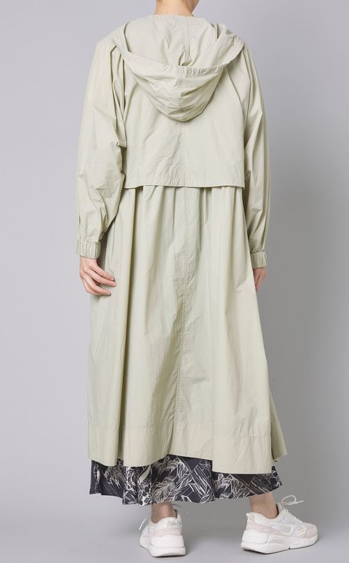 ウエストギャザーフーデッドコート