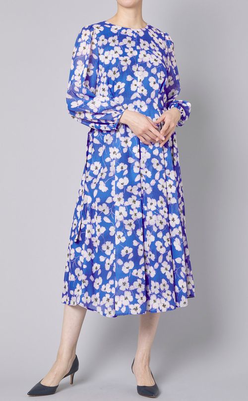 フラワープリントベルテッドワンピース