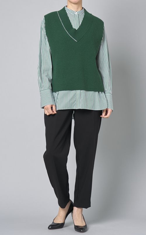 ニットベスト付スタンドカラーシャツ