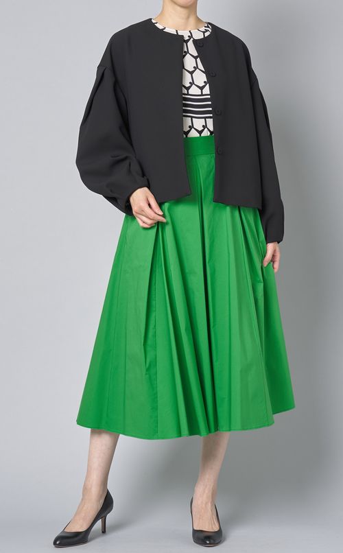 ボンディングノーカラータックジャケット