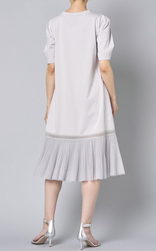 チュールプリーツジャージワンピース