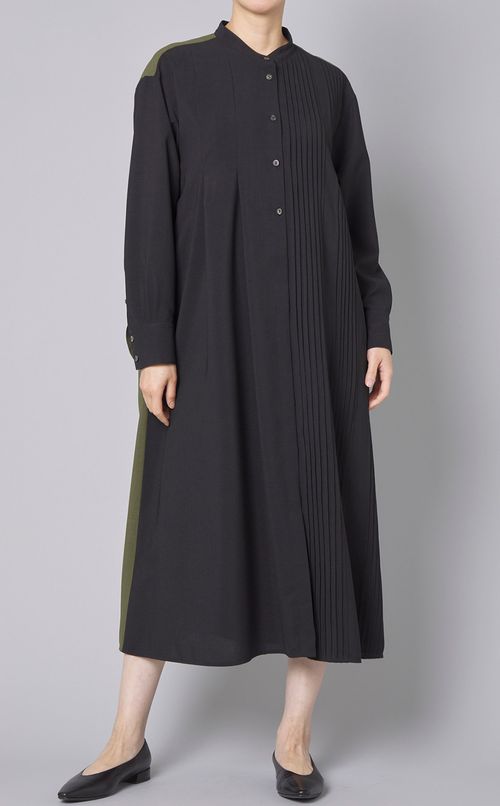 アシンメトリーバイカラーシャツドレス