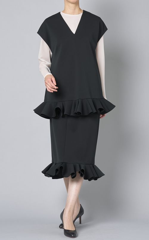 ジャージー裾フレアスカート