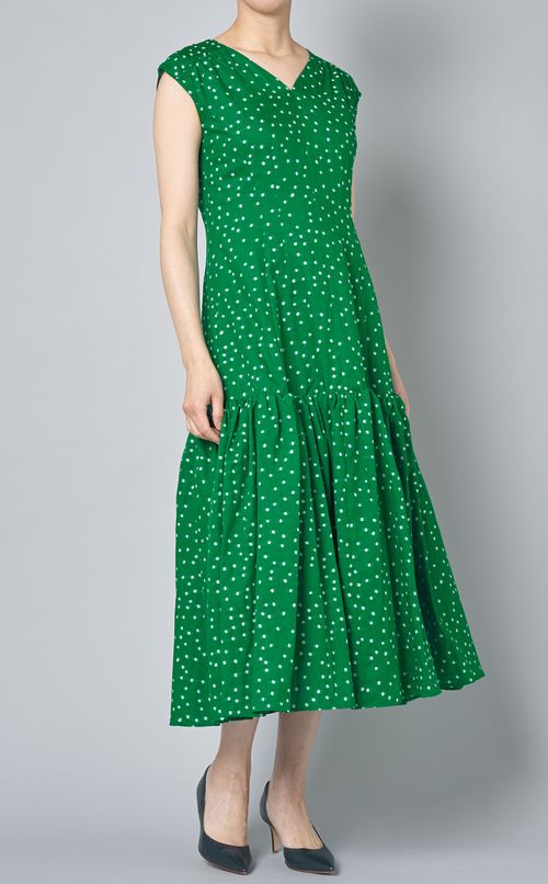 ドットジャガードVネックワンピース