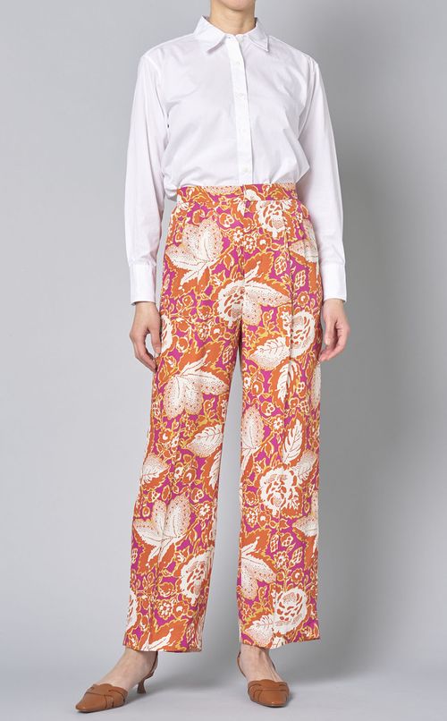 ボタニカルプリントワイドパンツ