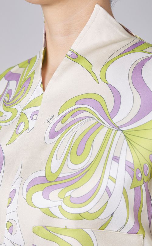 プリントフロントポケットブラウス